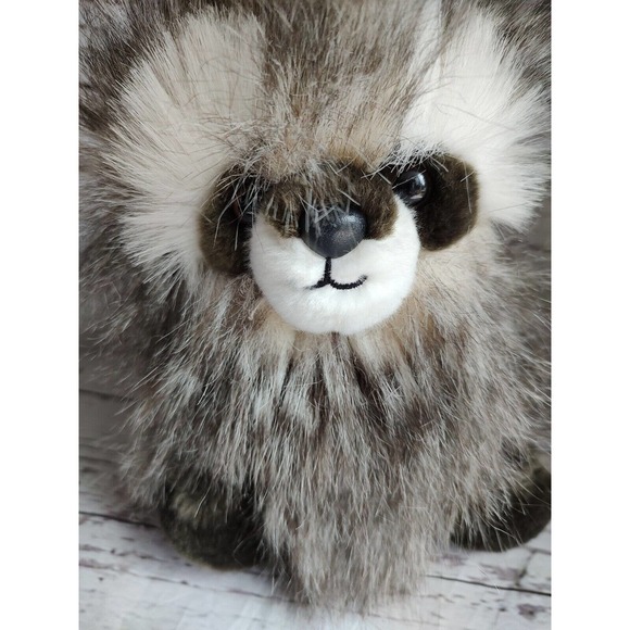 Aurora Soft Fluffy Plush Raccoon Baby Woodland Stuffed Animal Doll 9” Toy - Picture 2 of 9